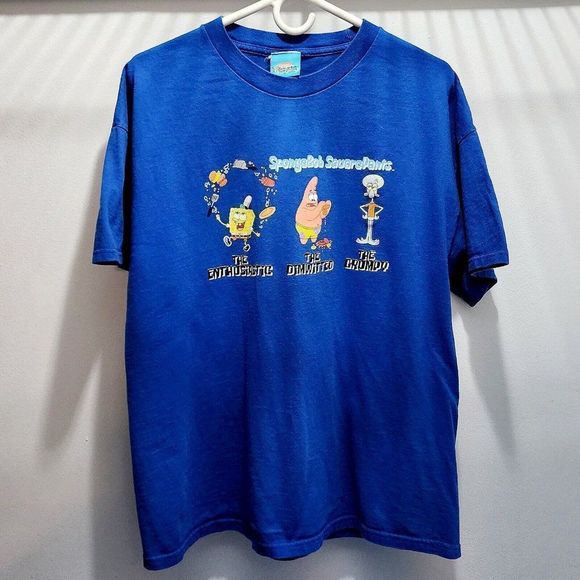 Spongebob squarepants Vintage 2001 Shirt Blue USA Made Squidward Patrick Size XL - Picture 1 of 6